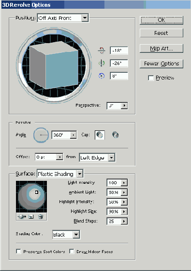   3D Revolve Options