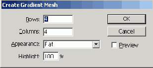 Диалоговое окно Create Gradient Mesh