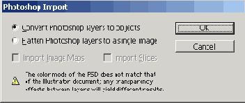 Диалоговое окно Photoshop Import