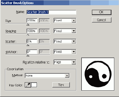 Окно Scatter Brush Options