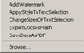 Вид меню Script